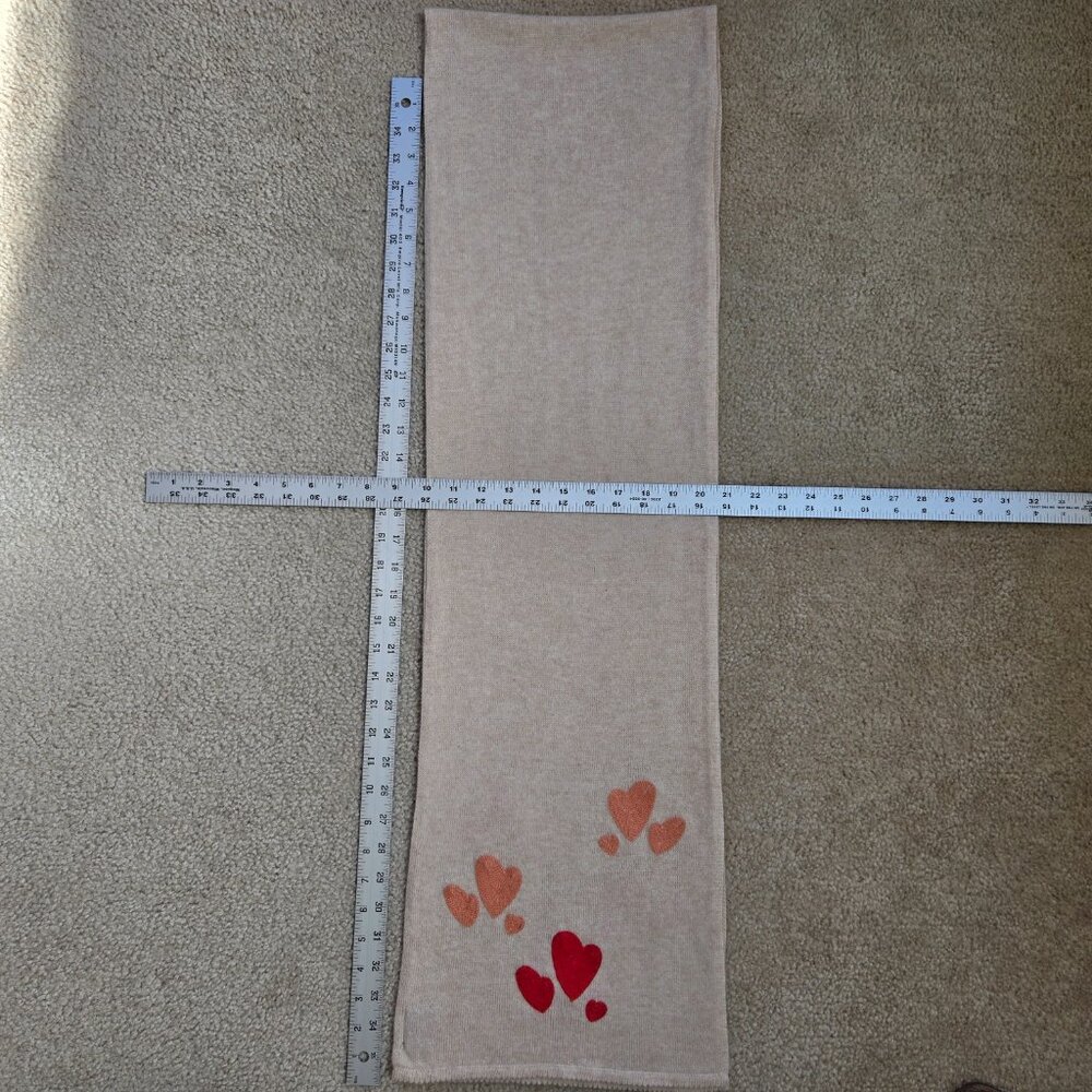100% Cashmere Embroidered Heart Scarf Aviva Stanoff - Picture 7 of 9